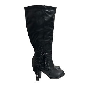 Torrid Knee High Side Lace Up Black Boots Size 7.5W